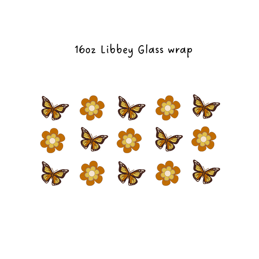 Mahogany Butterflies and Flowers 16 Oz Libbey Beer Glass Wrap
