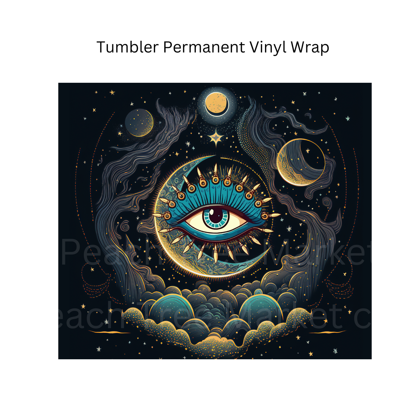 Moon and Stars Tumbler Permanent Vinyl Wrap