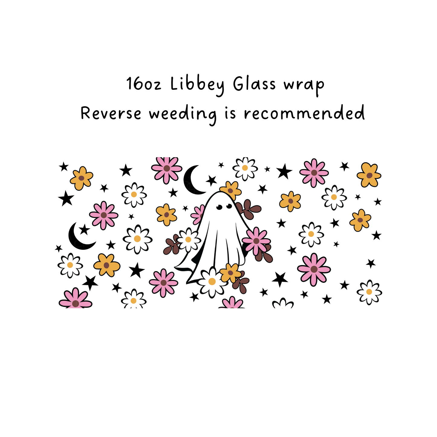Floral Ghosts 16 Oz Libbey Beer Glass Wrap