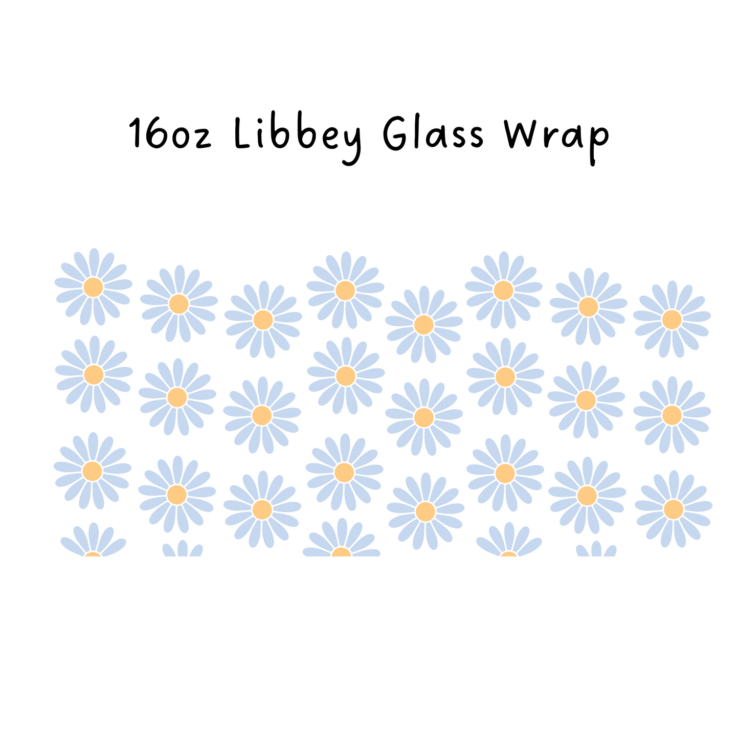 Retro Blue Flowers 16 Oz Libbey Beer Glass Decal