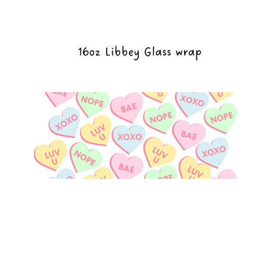 XO Hearts 16 Oz Libbey Beer Glass Wrap