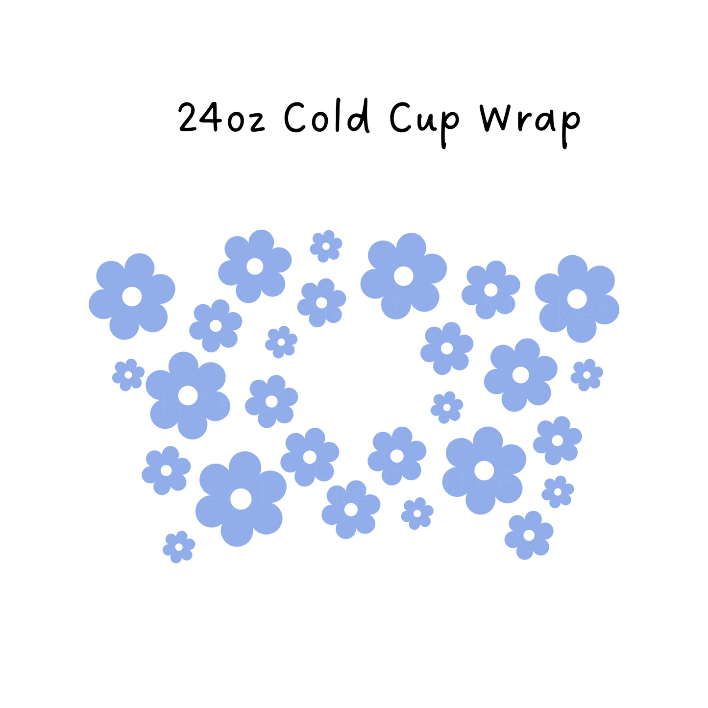 Retro Flower Blue 24 OZ Cold Cup Wrap