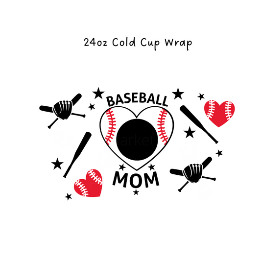 Baseball Mom 24 oz Cold Cup Wrap