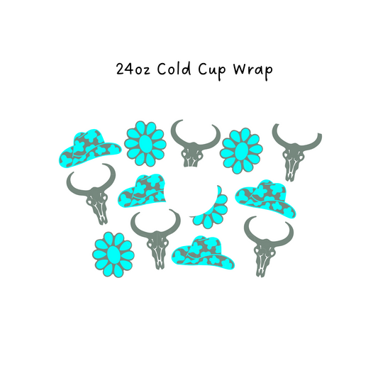 Turquoise Gem 24 OZ Cold Cup Wrap