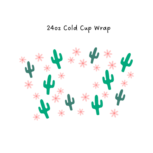 Cactus and Flower 24 oz Cold Cup Wrap