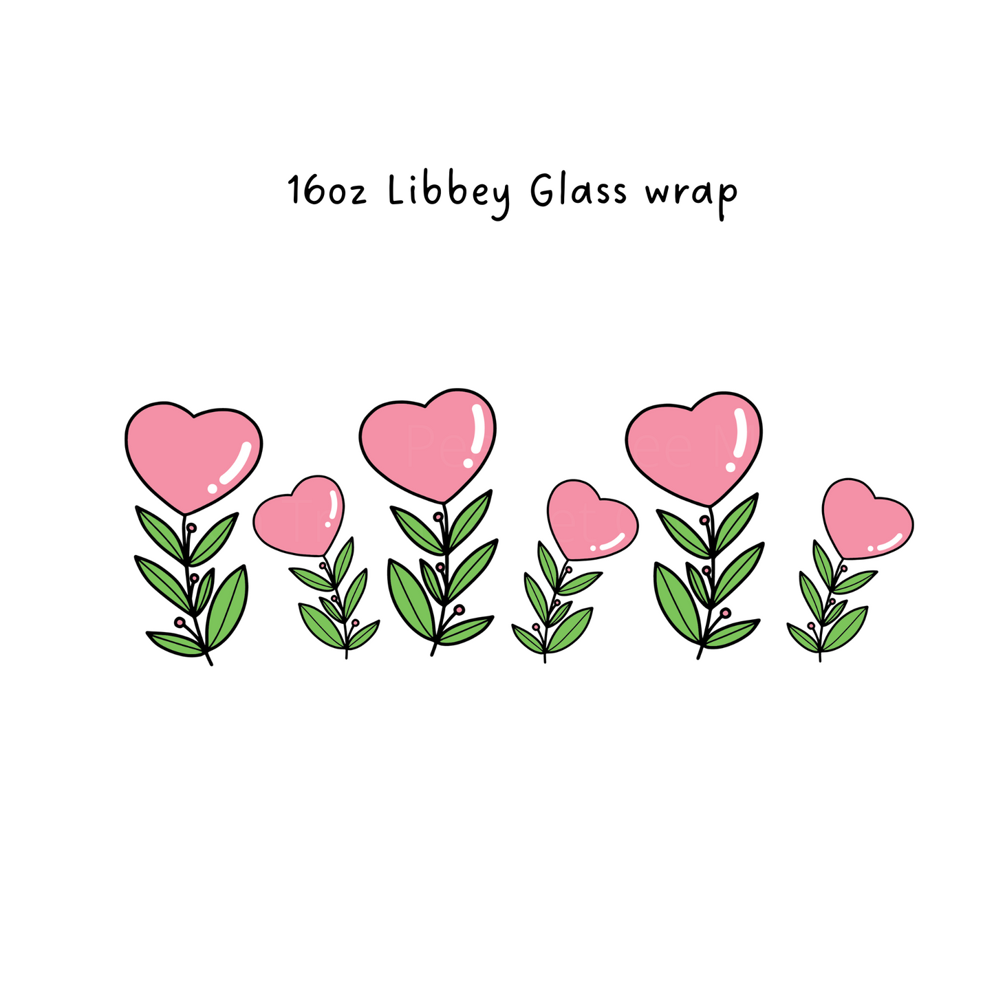 Heart Flowers 16 Oz Libbey Beer Glass Wrap