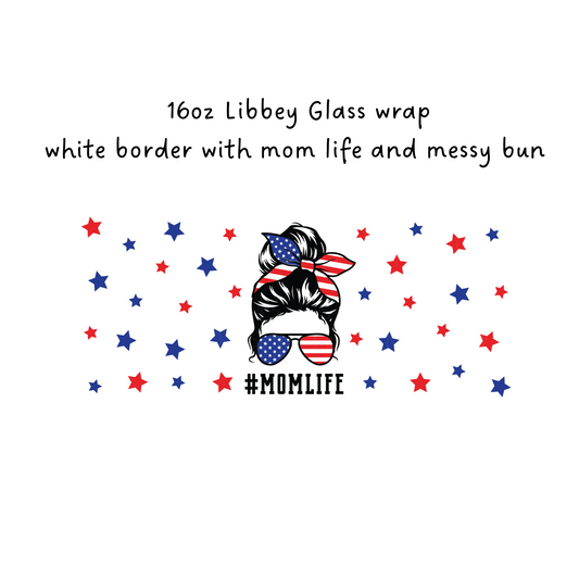 American Mama Red White and Blue 16 Oz Libbey Beer Glass Wrap