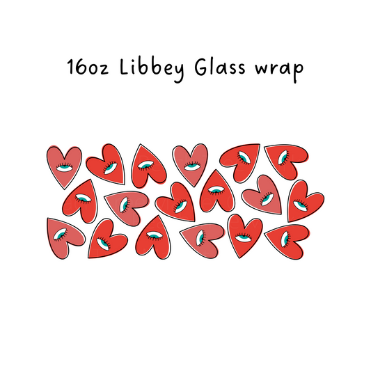 Love Hearts 16 Oz Libbey Beer Glass Wrap