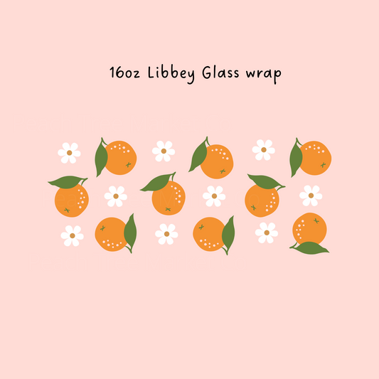 Oranges and Daisy 16 Oz Libbey Beer Glass Wrap