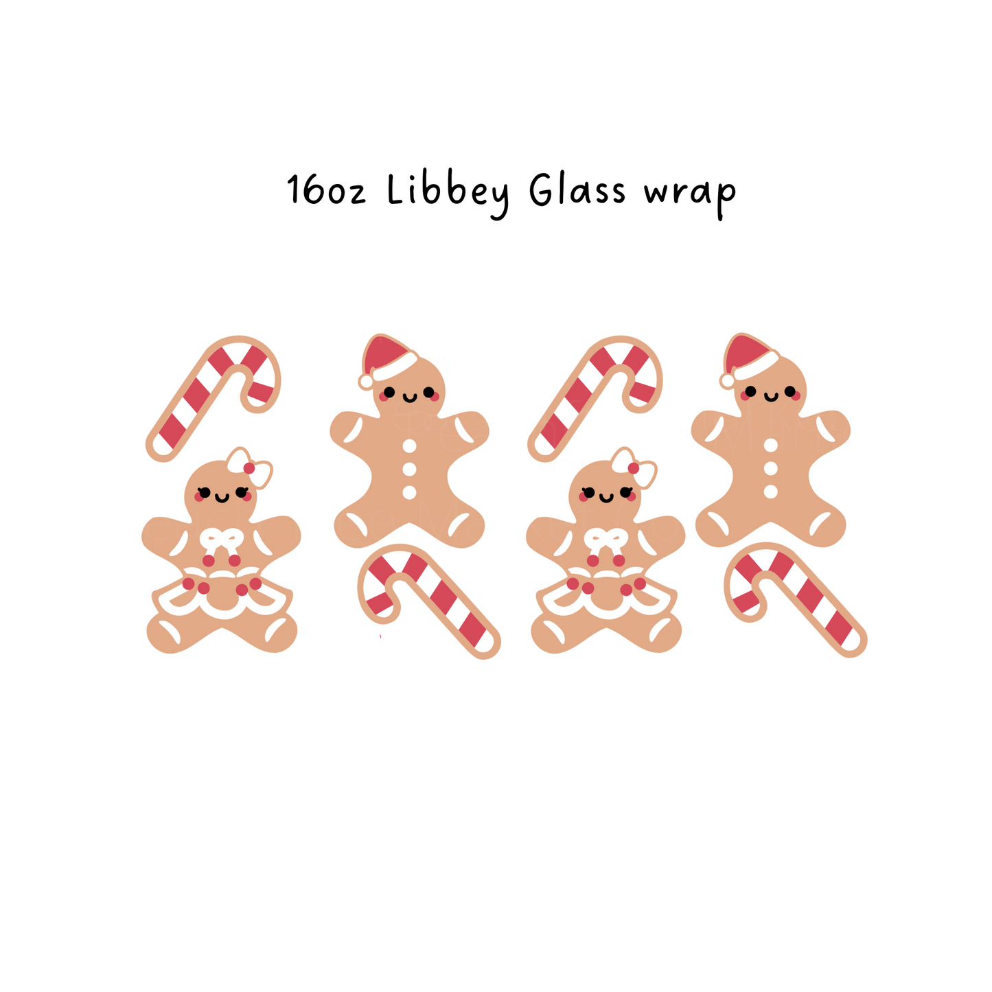 Gingerbread Man 16 Oz Libbey Beer Glass Wrap