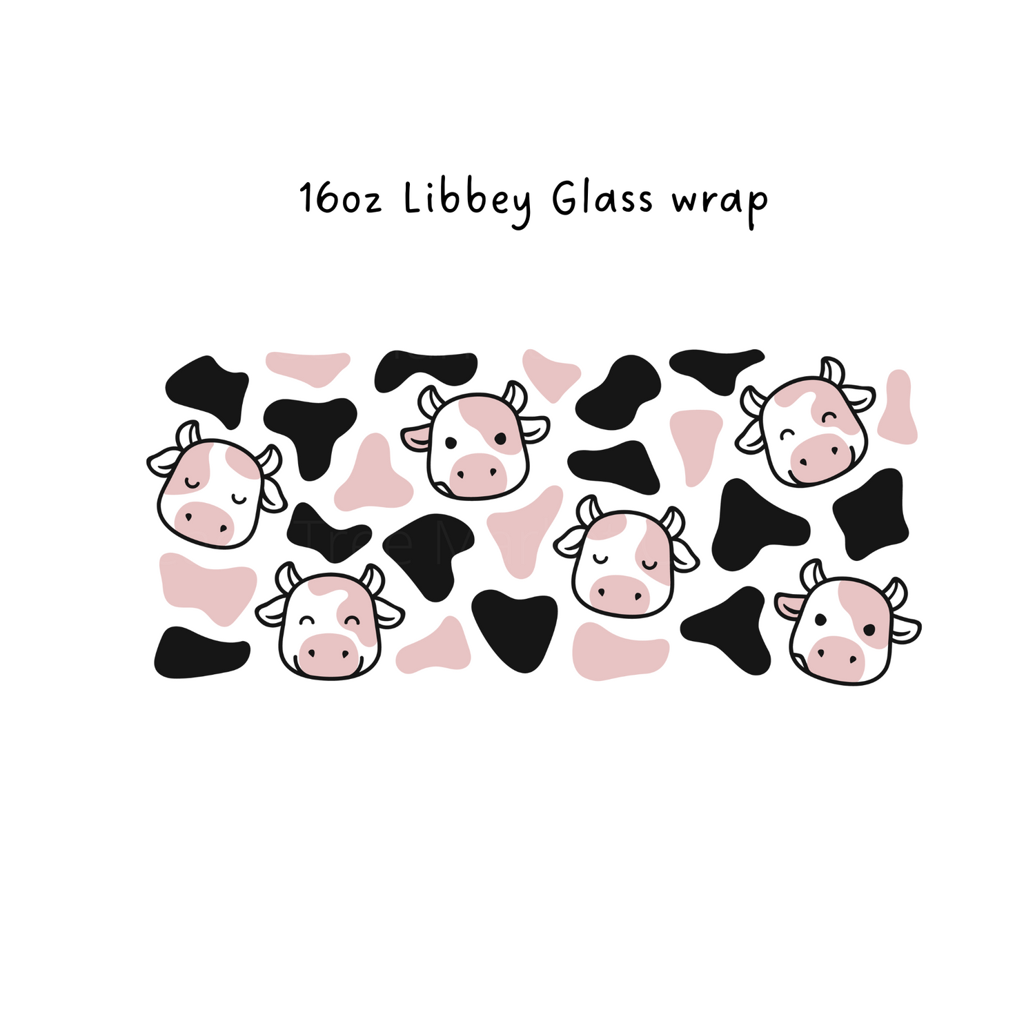Strawberry Pink Cute Cow Print Wrap - 16 oz Libby Beer Glass Wrap