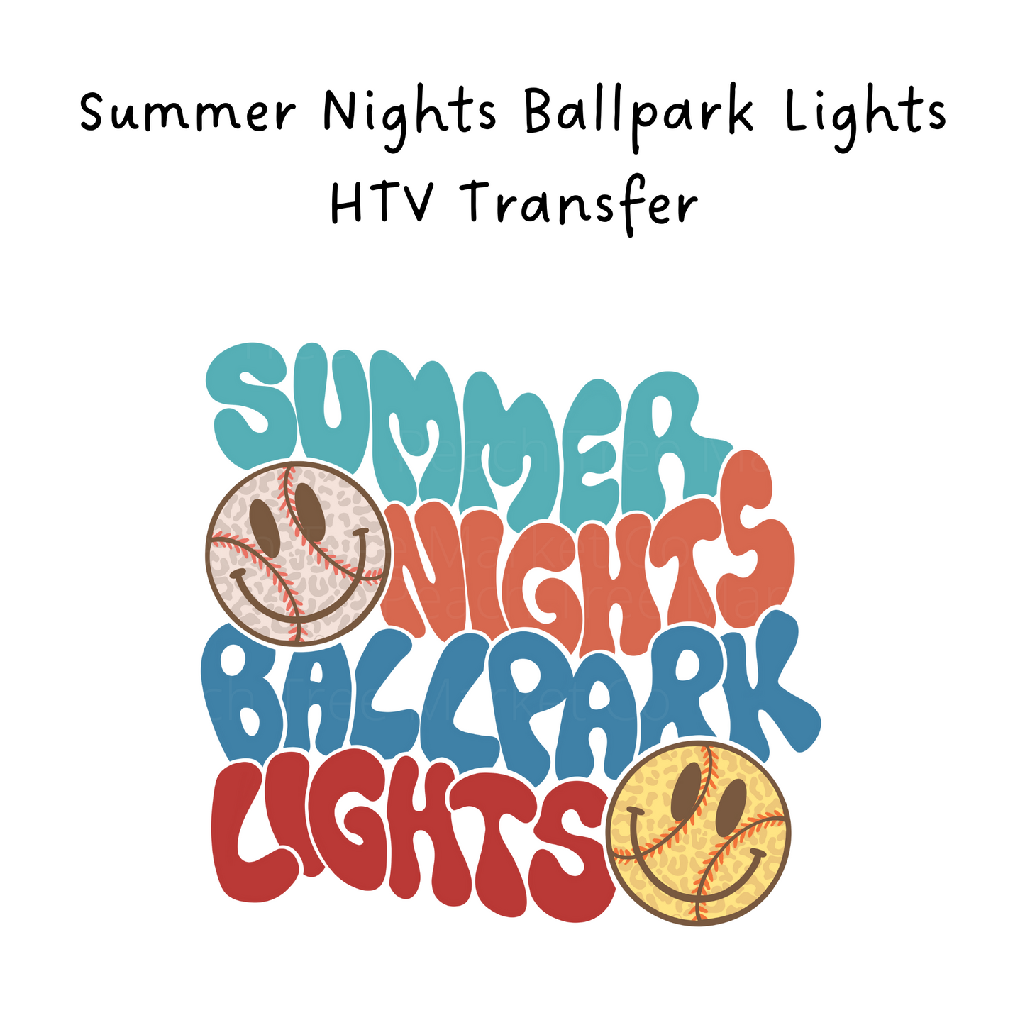 Summer Nights Ballpark Lights  HTV Transfer