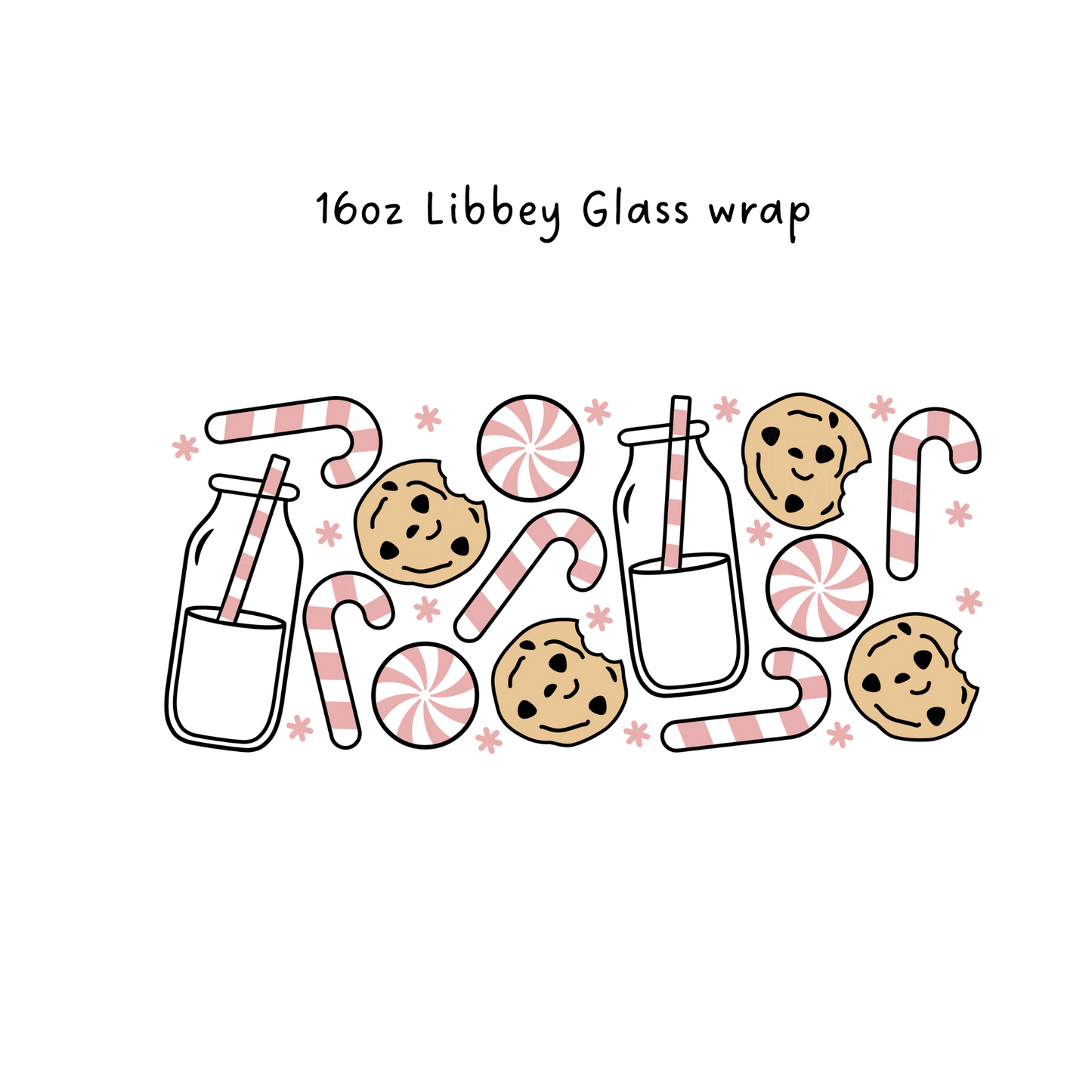 Pink Milk and Cookies 16 Oz Libbey Beer Glass Wrap