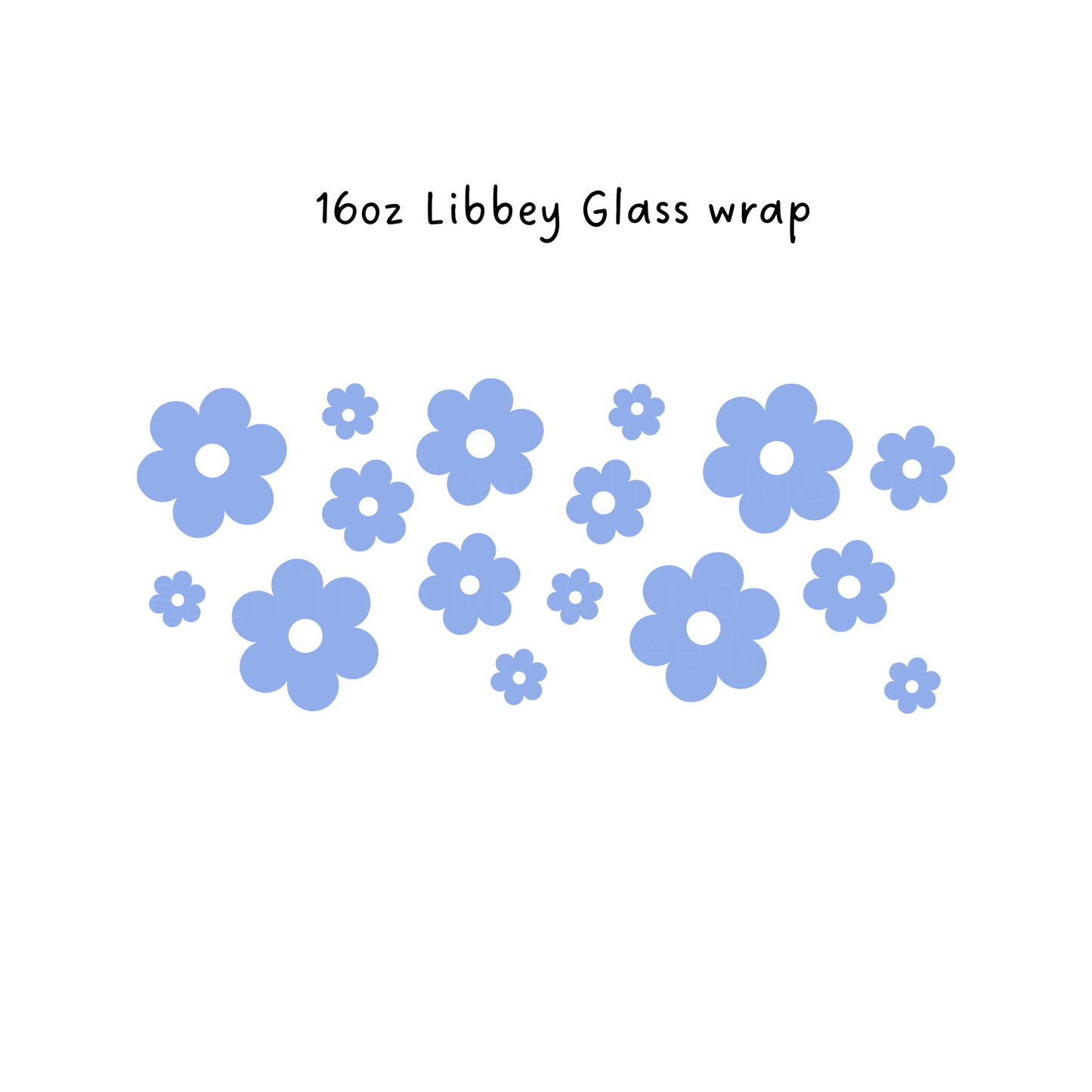Retro Blue Flowers 16 Oz Libbey Beer Glass Wrap