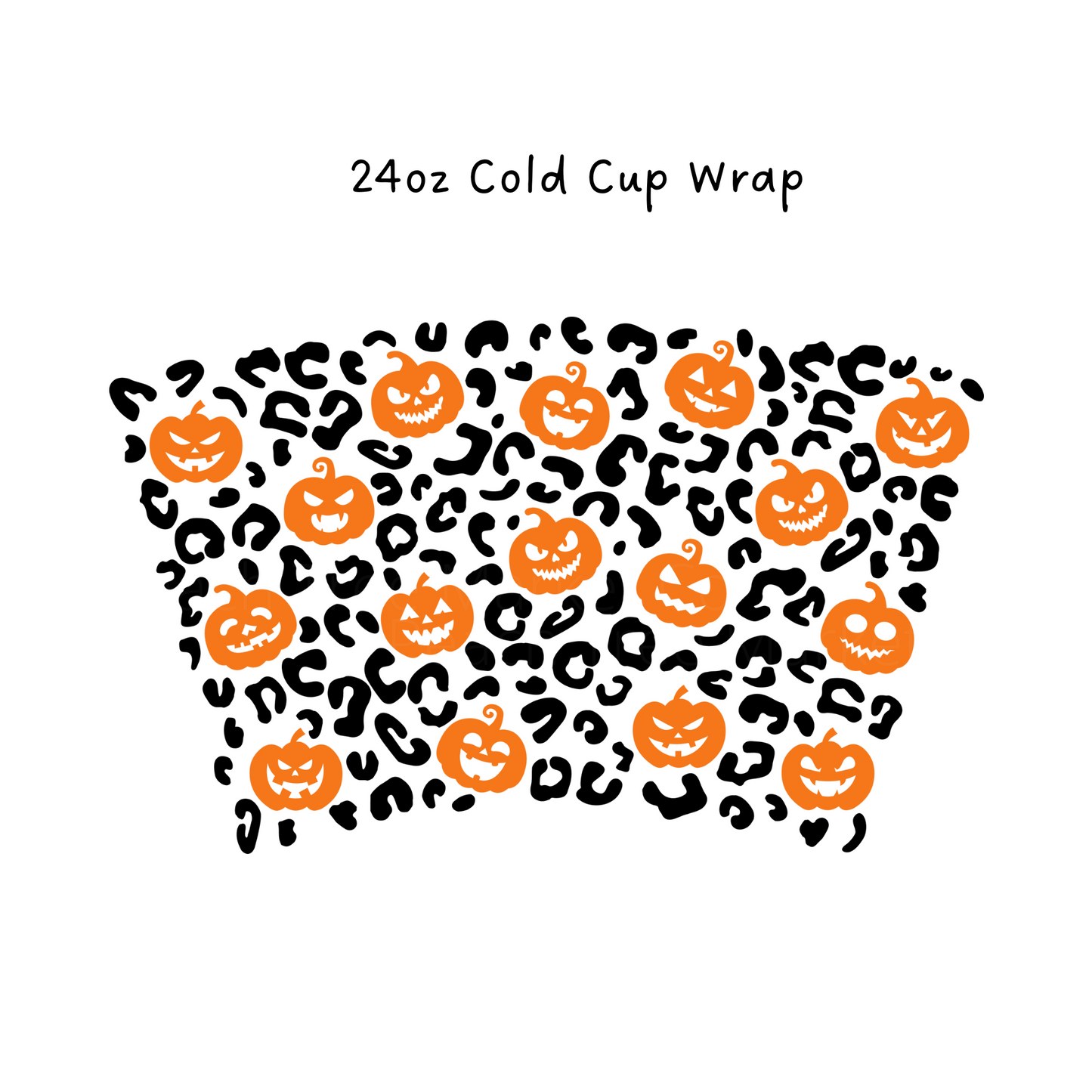 Leopard Pumpkin 24oz Cold Cup Wrap No Hole