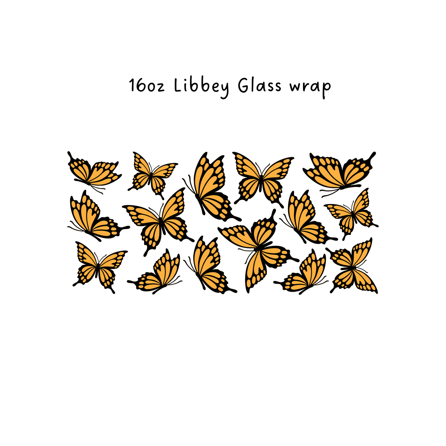 Yellow Butterfly 16 Oz Libbey Beer Glass Wrap