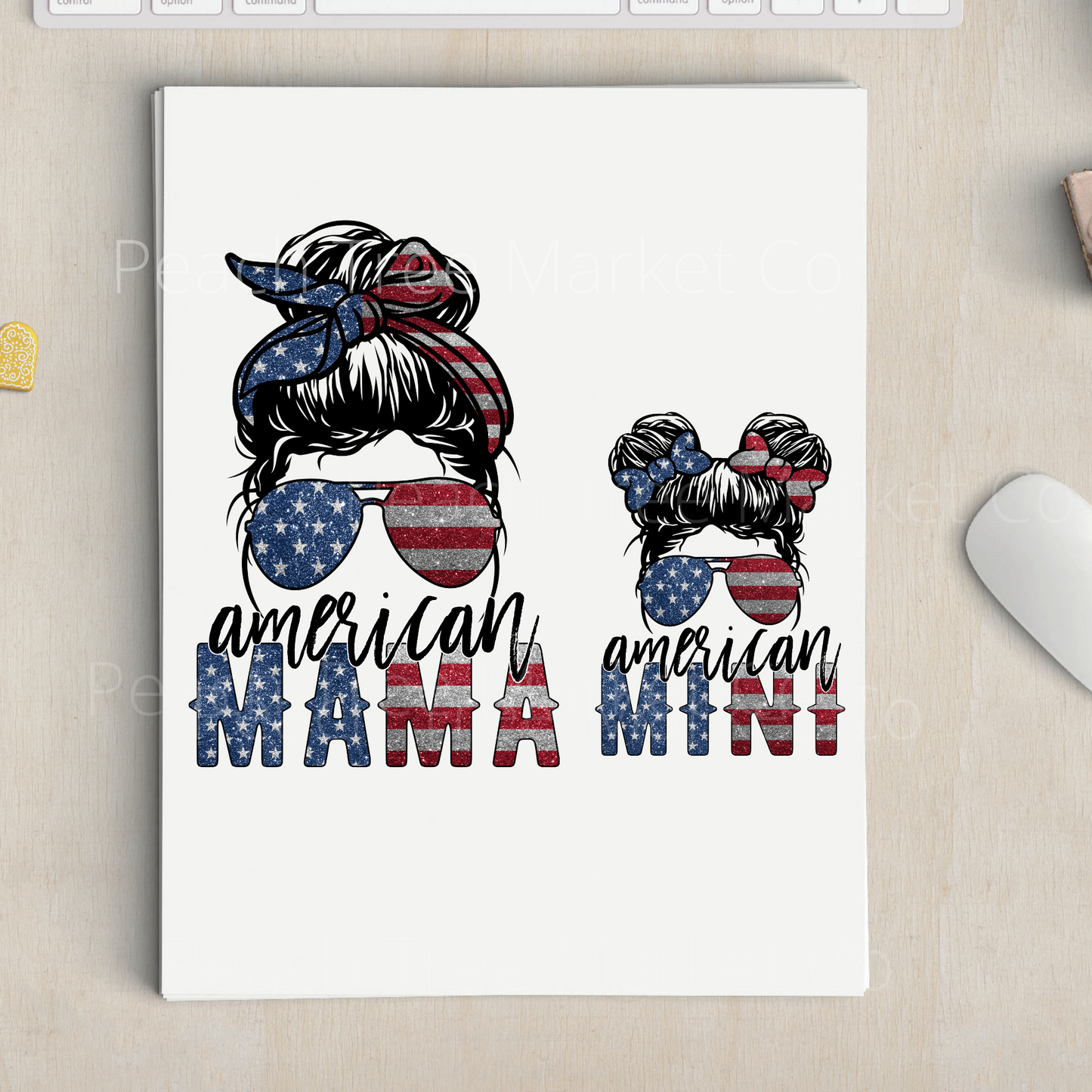 American Mama and American Mini Sublimation Transfer Set Of 2