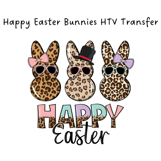 Happy Easter Leopard Bunny HTV Transfer