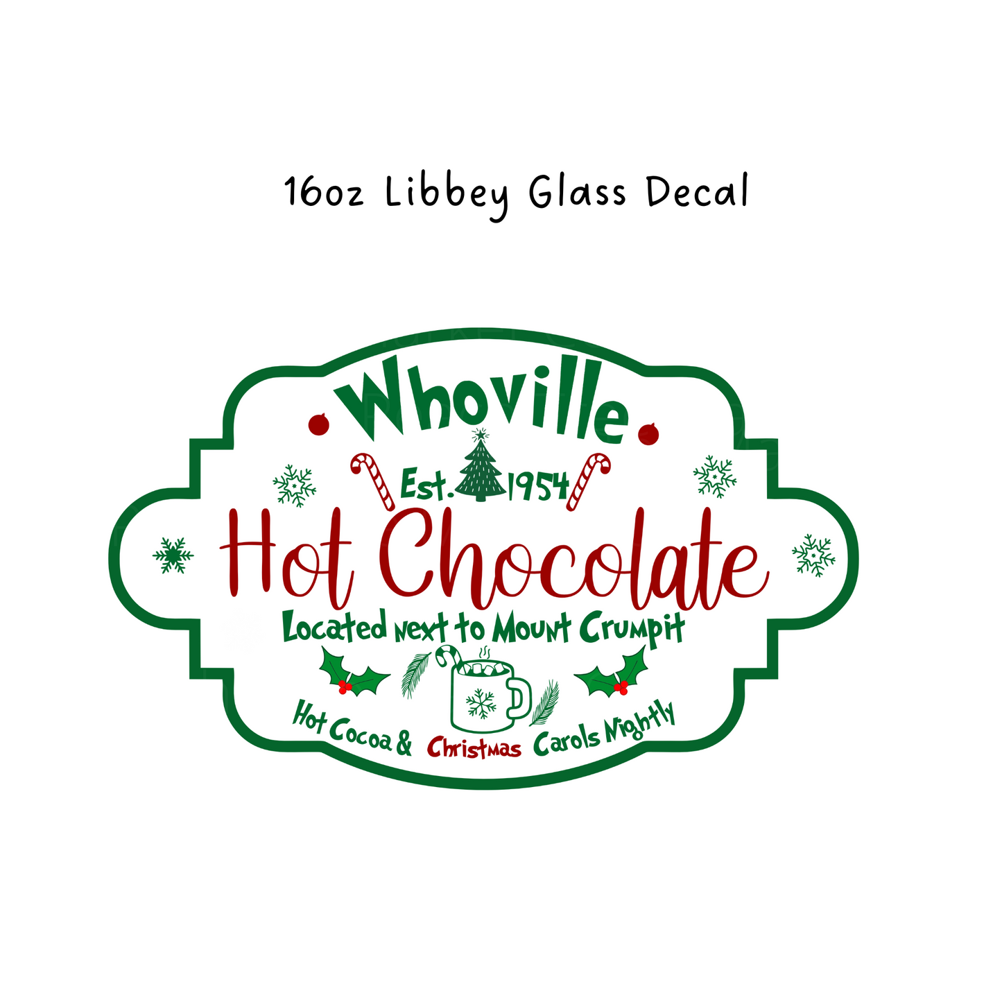 Hot Cocoa  16 Oz Libbey Beer Glass Decal