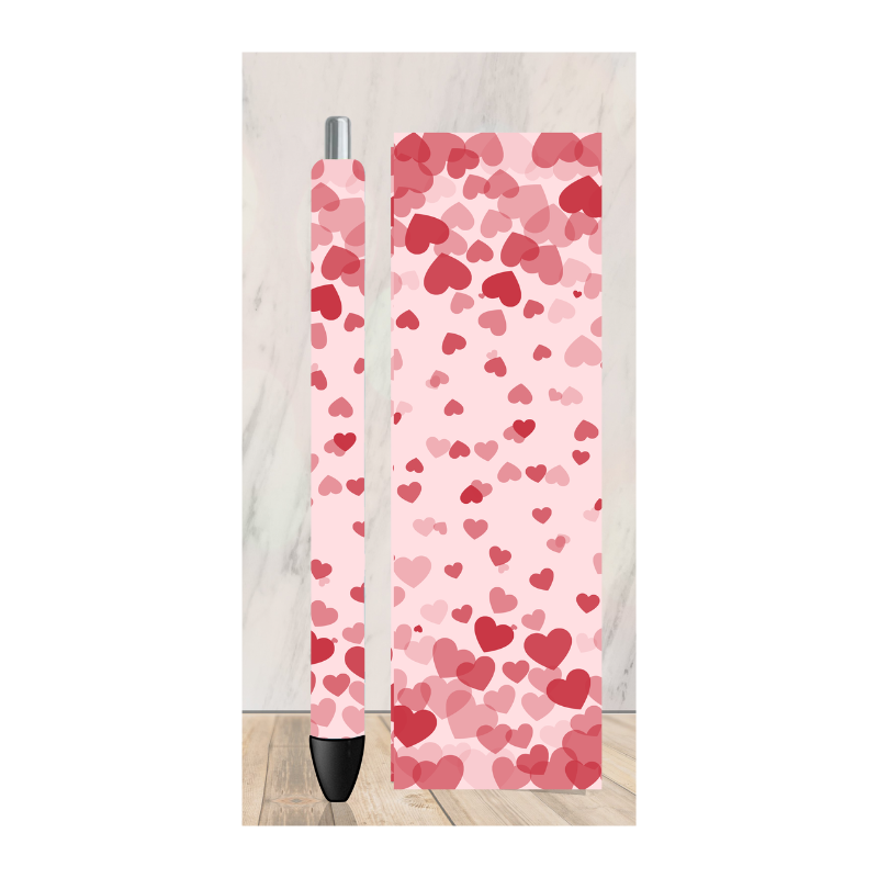 Pink and Red Ombre Hearts Pen Wrap