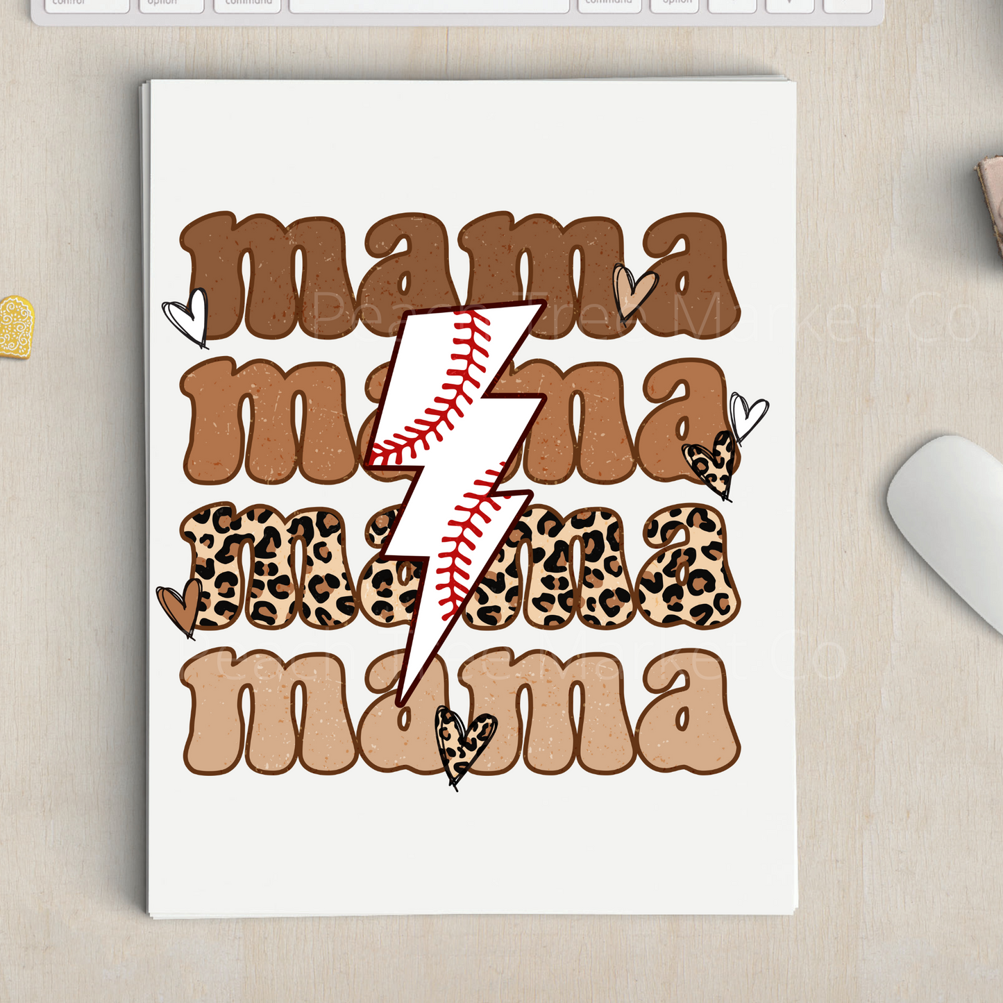 Mama Baseball stack Sublimation Transfer