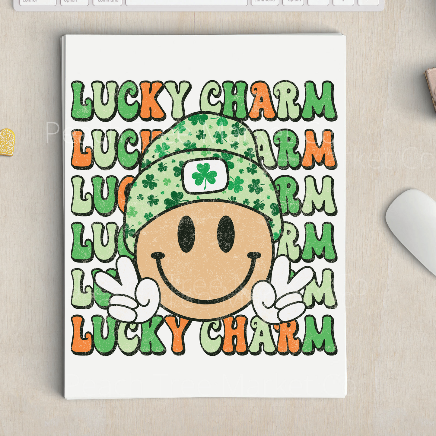 Lucky Orange and Green Sublimation Transfer