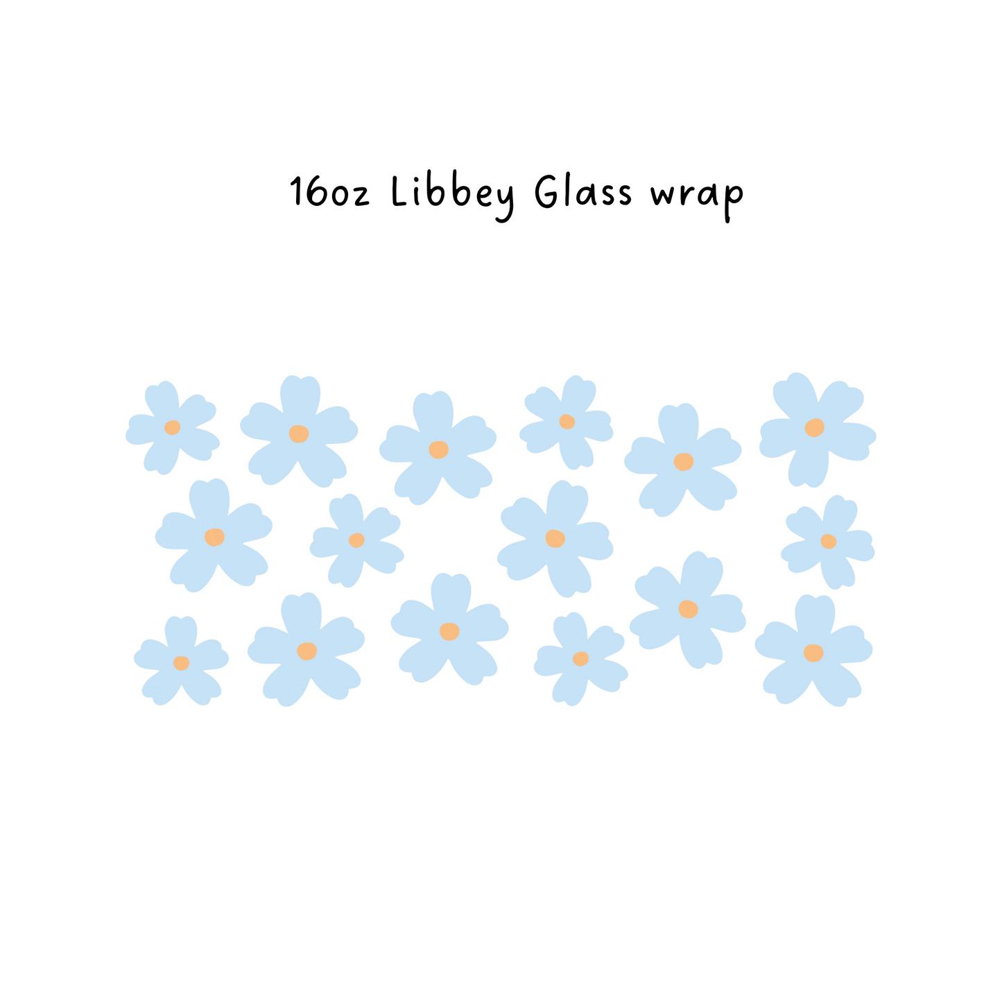 Blue Flowers 16oz Libbey Beer Glass Wrap