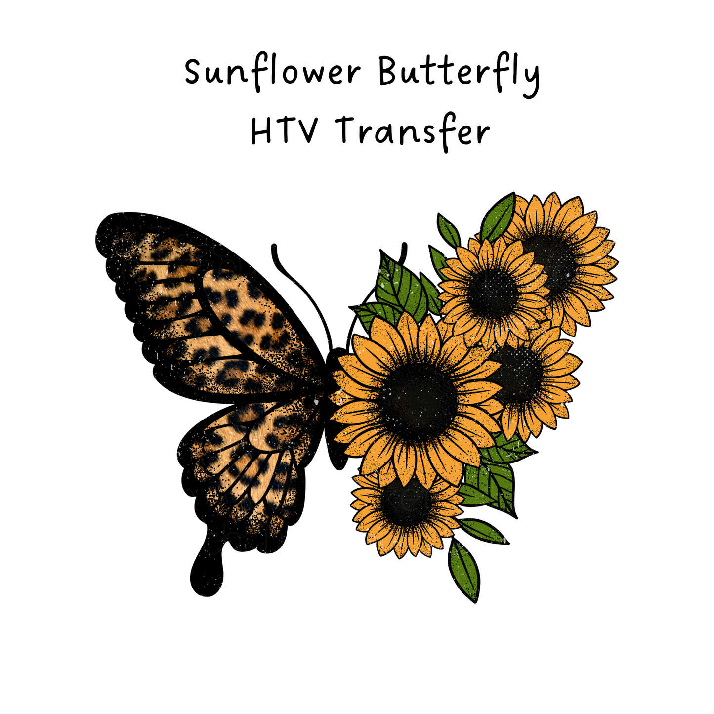 Leopard Sunflower Butterfly  HTV Transfer