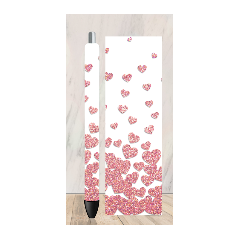 White and Pink Hearts  Pen Wrap