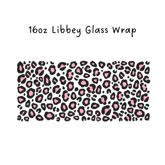 Pink & Black Leopard 16 oz Libbey Beer Glass Wrap