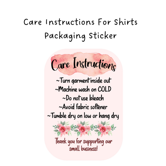 Shirt Care Instructions Packaging Sticker