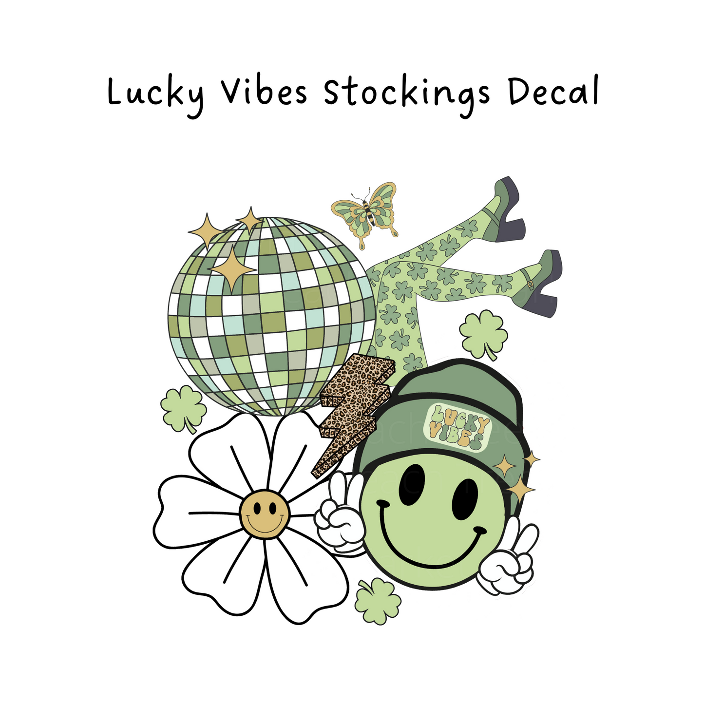 Lucky Vibes Stockings Cold Cup or Beer Glass Decal