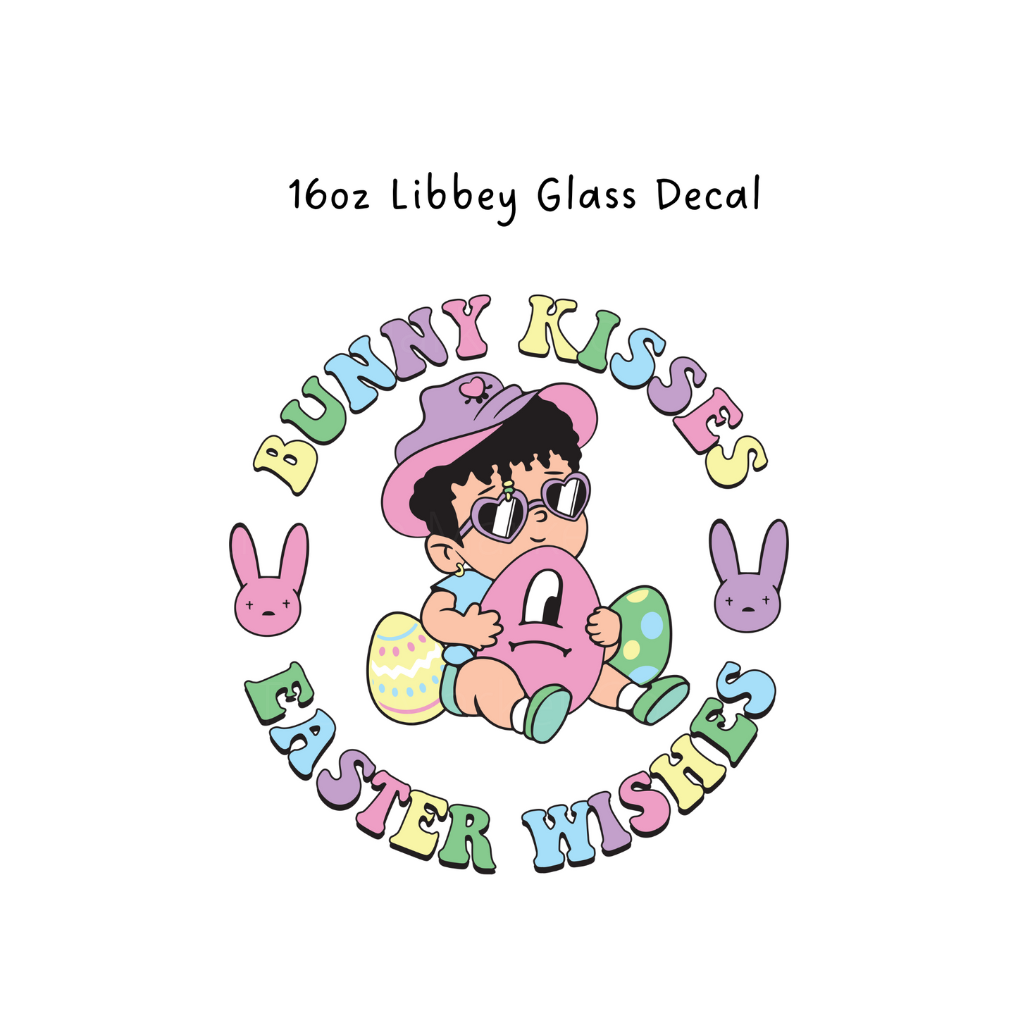 Bunny Kisses Easter Wishes Cold Cup or Beer Glass Decal