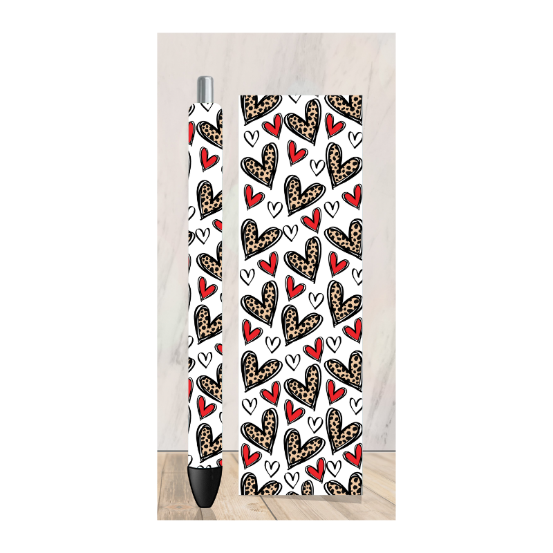 Leopard Hearts Pen Wrap