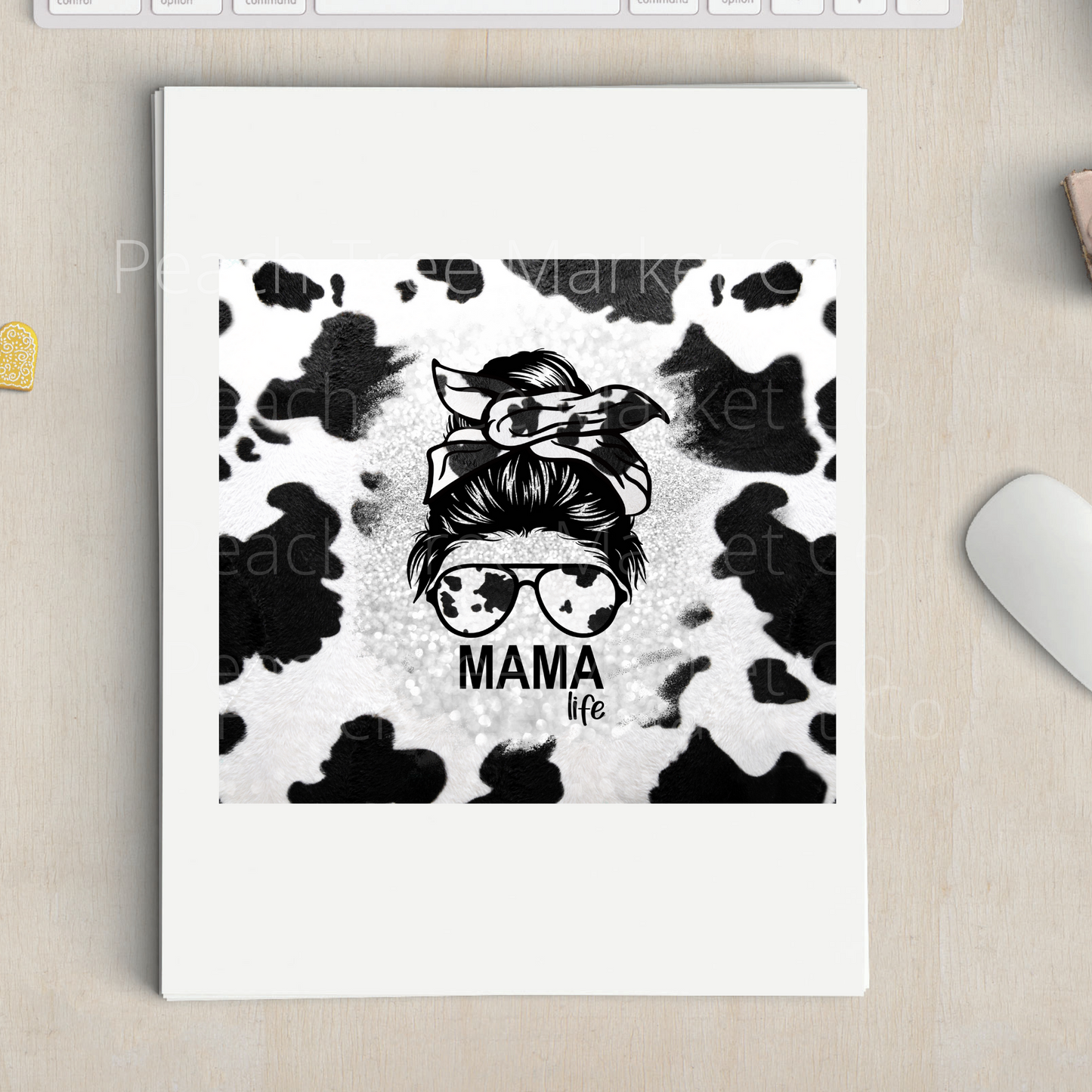 Mama Life Cow Print Tumbler Transfer for 20oz Tumblers or 30oz Straight Tumblers