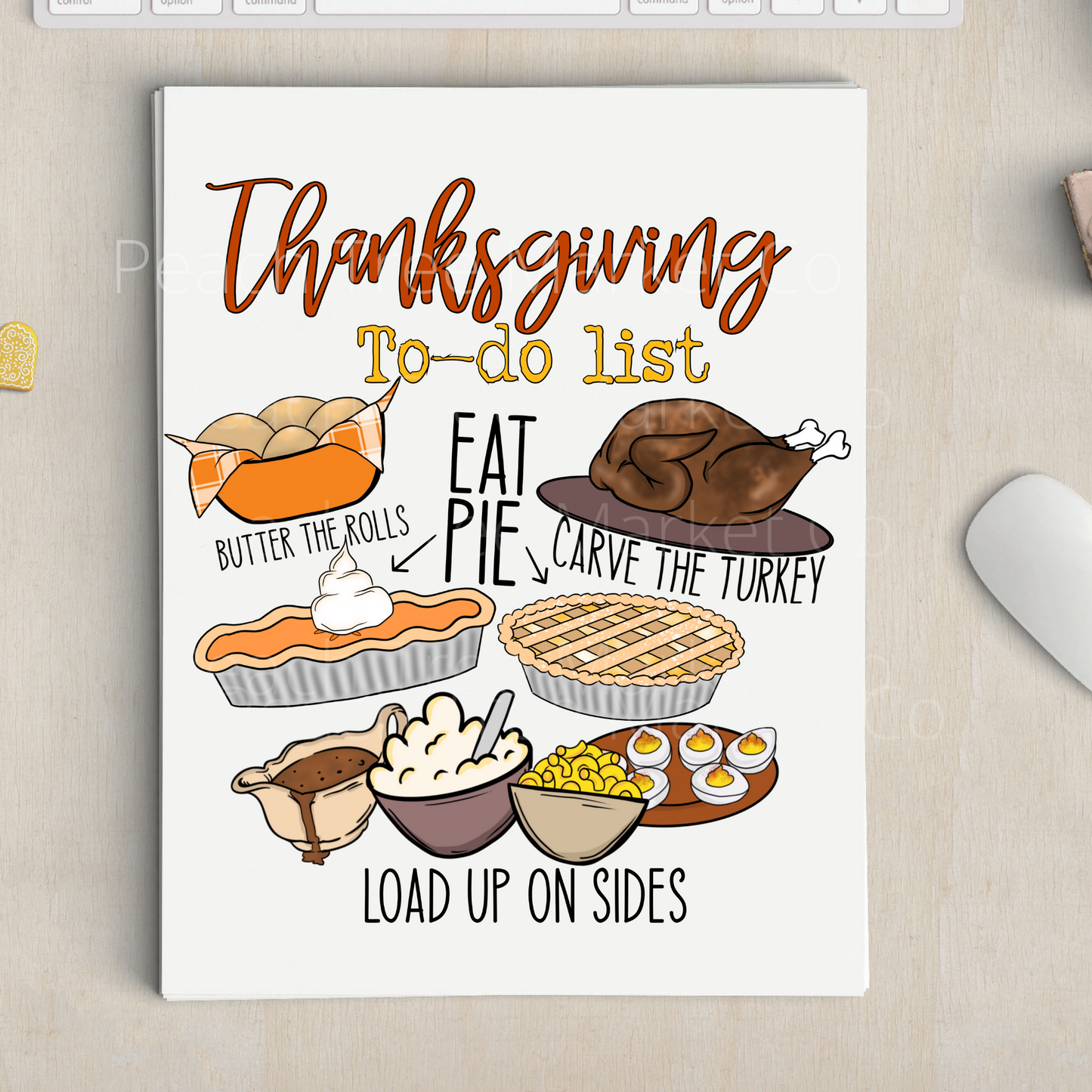 Thanksgiving To Do List Sublimation Transfer