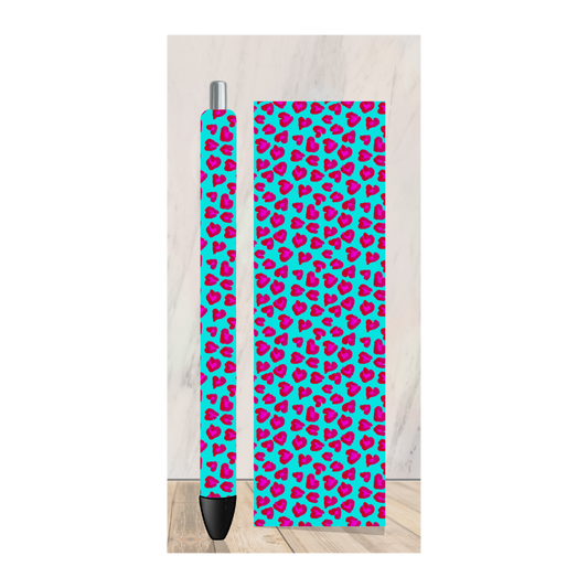 Teal Leopard Pen Wrap