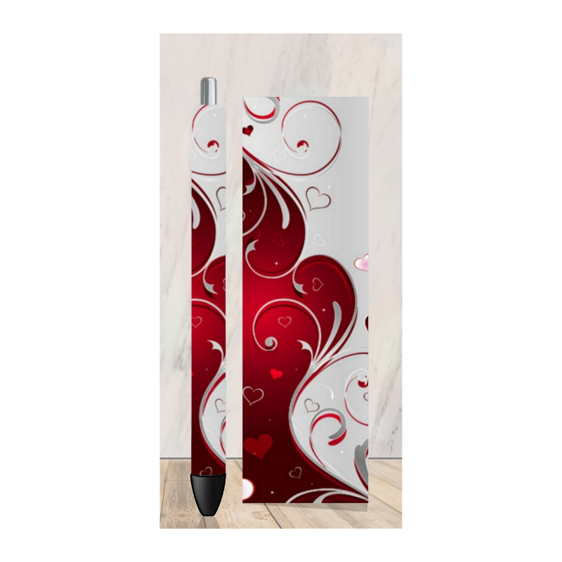 Red And Silver Swirls Pen Wrap