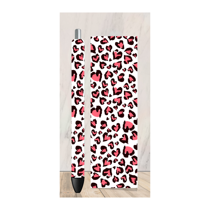 Heart Leopard Pink Pen Wrap