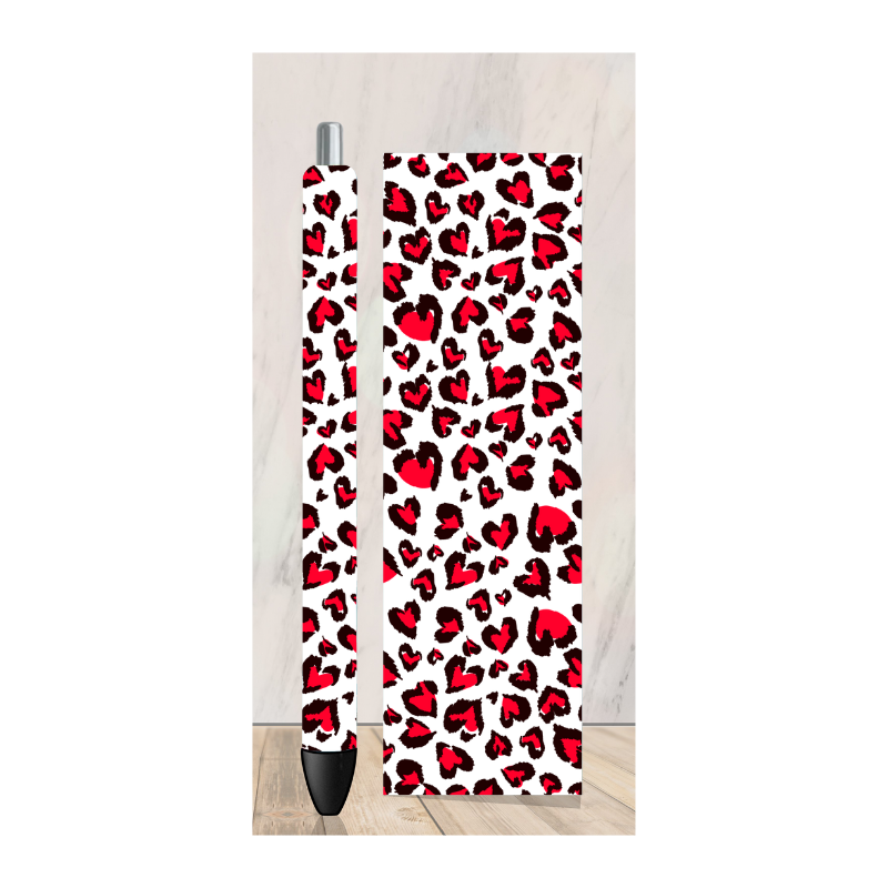 Heart Leopard Red Pen Wrap
