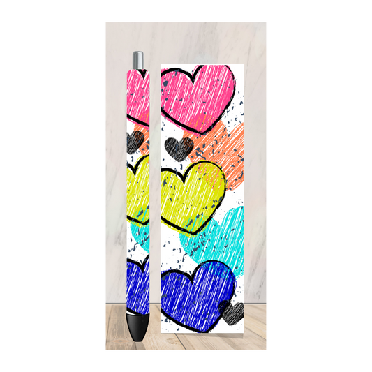 Rainbow Hearts Pen Wrap