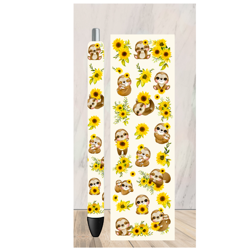 Sloth Sunflower Pen Wrap