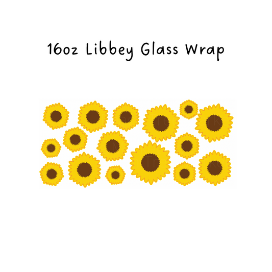 Sunflower 16 oz Libbey Beer Glass Wrap