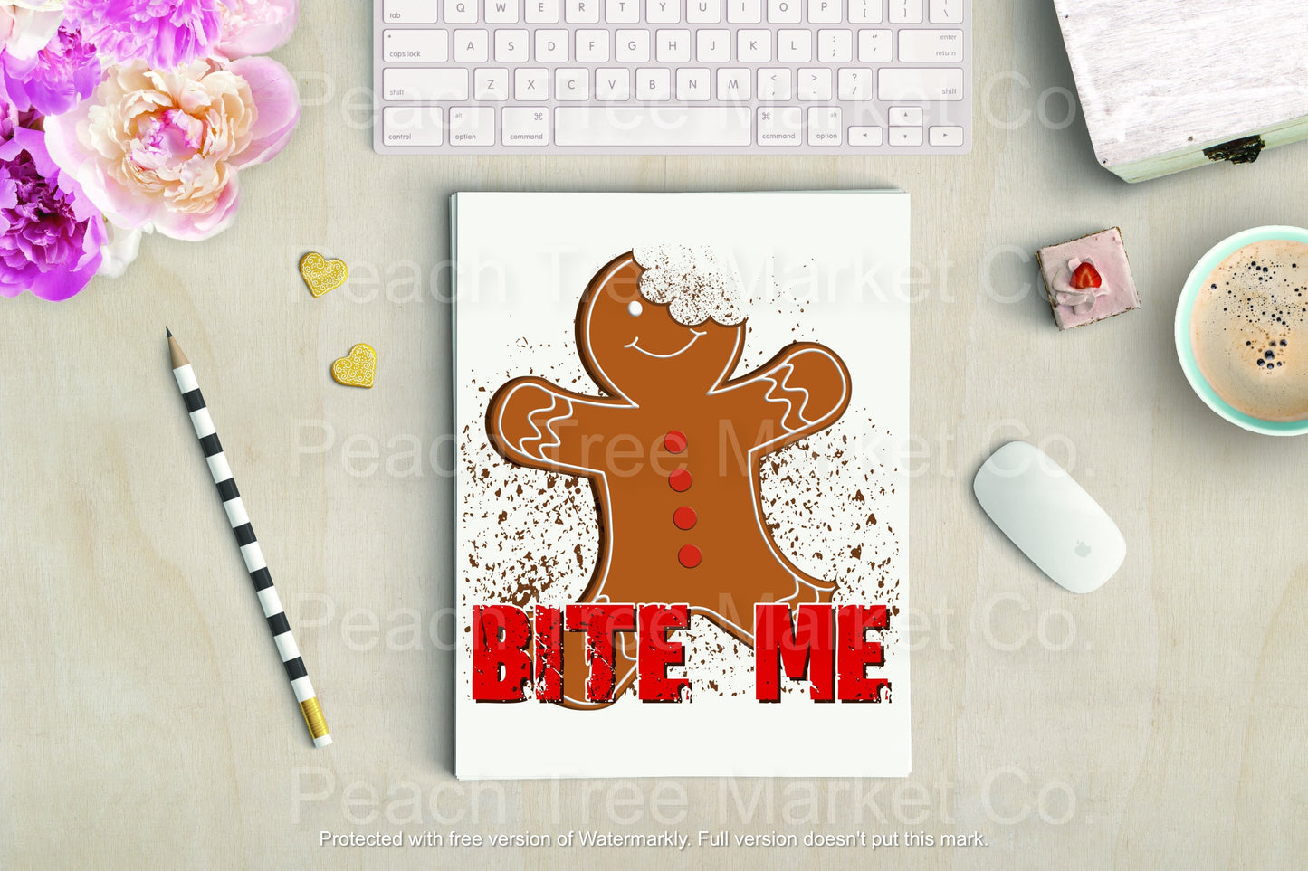 Bite Me Gingerbread Christmas Ready To Press Sublimation Transfer