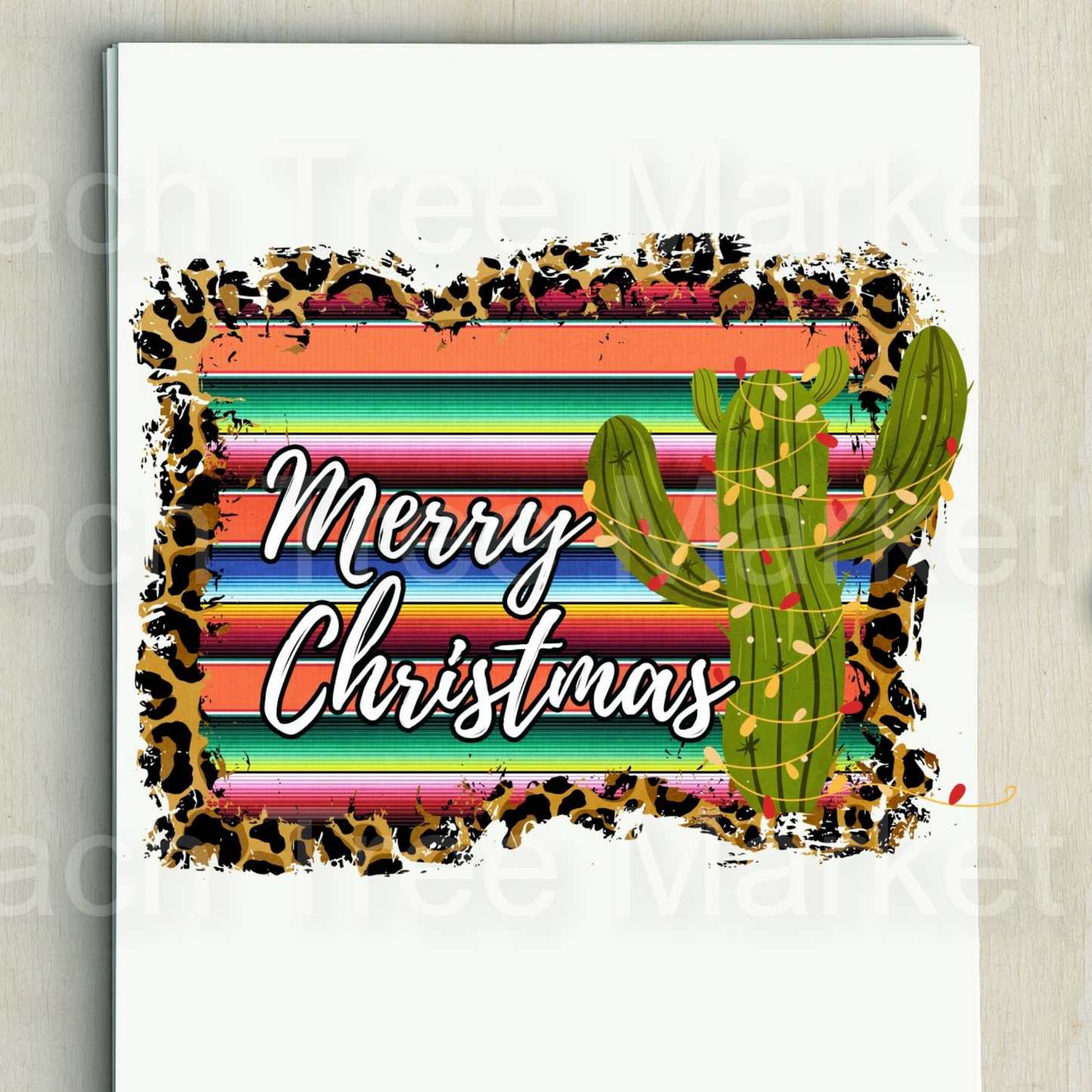 Merry Christmas Cactus Ready To Press Sublimation Transfers