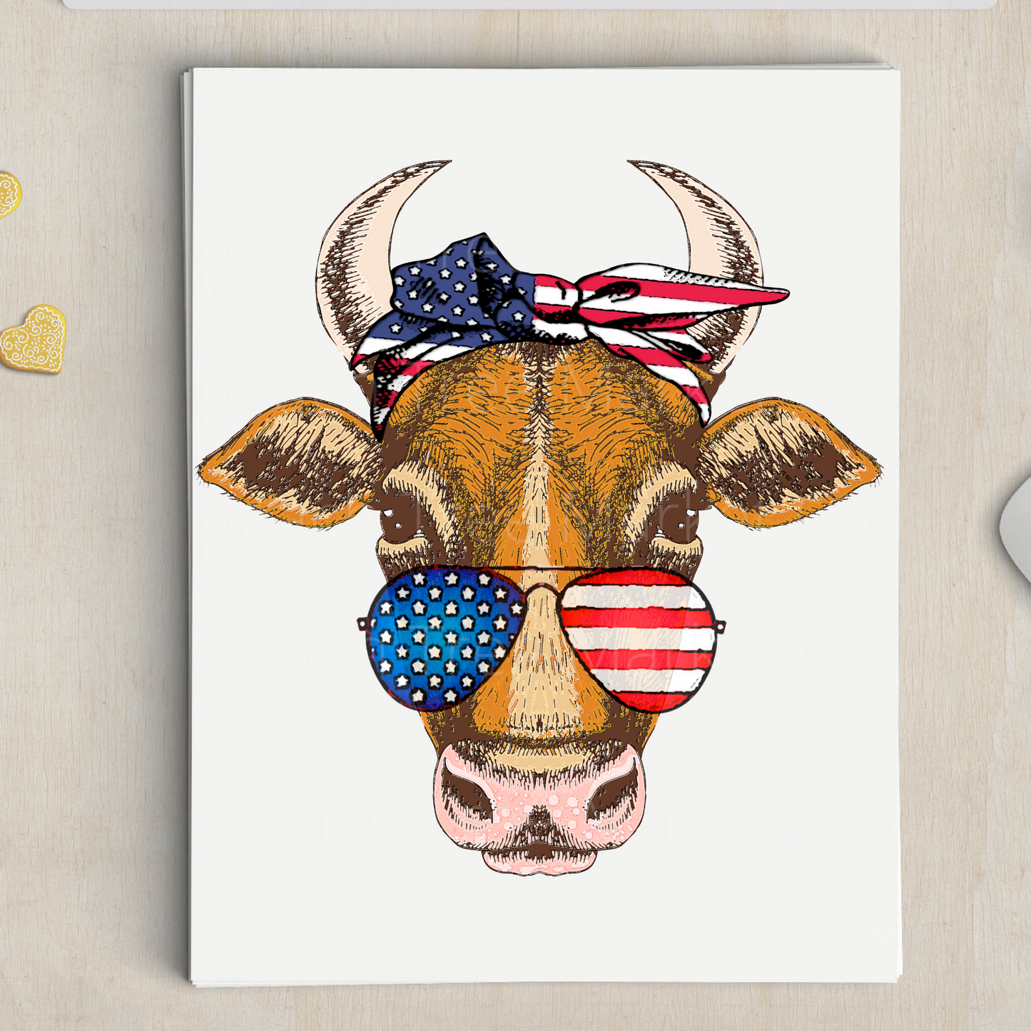 Patriotic Cow Ready To Press Sublimation Transfer
