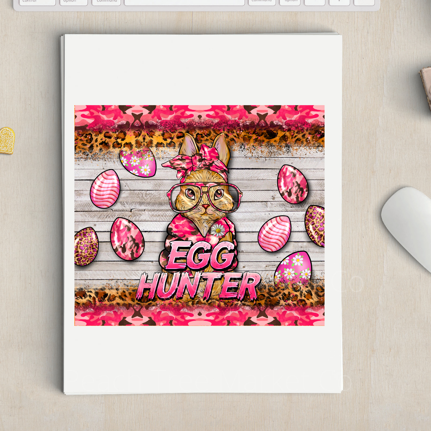 Easter egg hunt pink camo Sublimation 20oz Tumbler Transfer