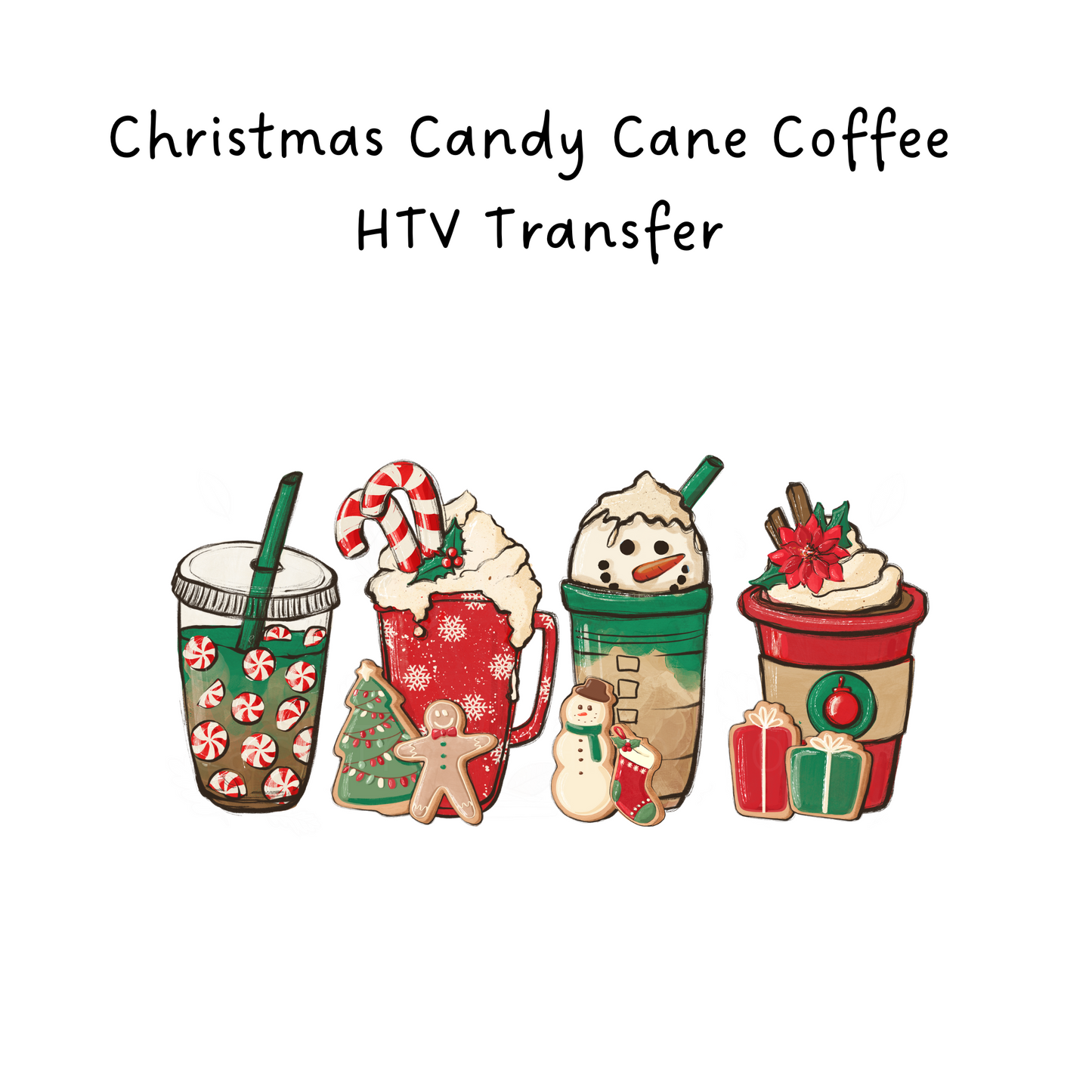 Christmas Candy Cane Coffee HTV Transfer
